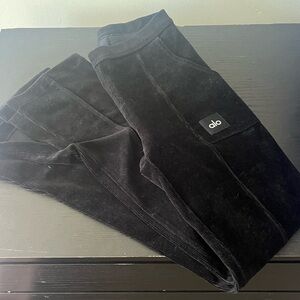 Alo Micro Corduroy High-Waist Winter Break Flare Pants Black Bootcut Stretchy XS